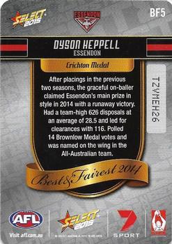 2015 Select AFL Champions - Best & Fairest 2014 #BF5 Dyson Heppell Back